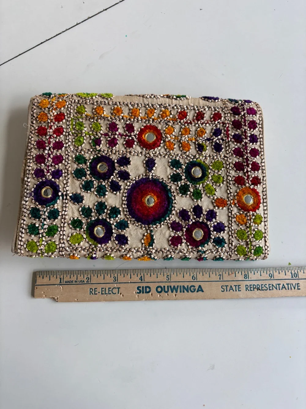 Embroidered Multicolor Floral Clutch Wallet from India
